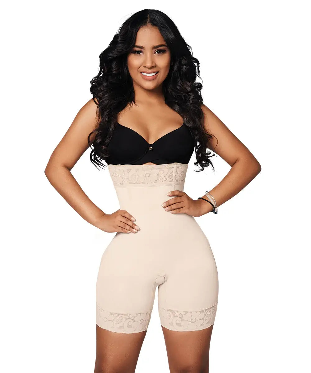 Seamless • Open Bust Strapless Mid Thigh • Beige • Black ( Ref. C-041 / C-043 )