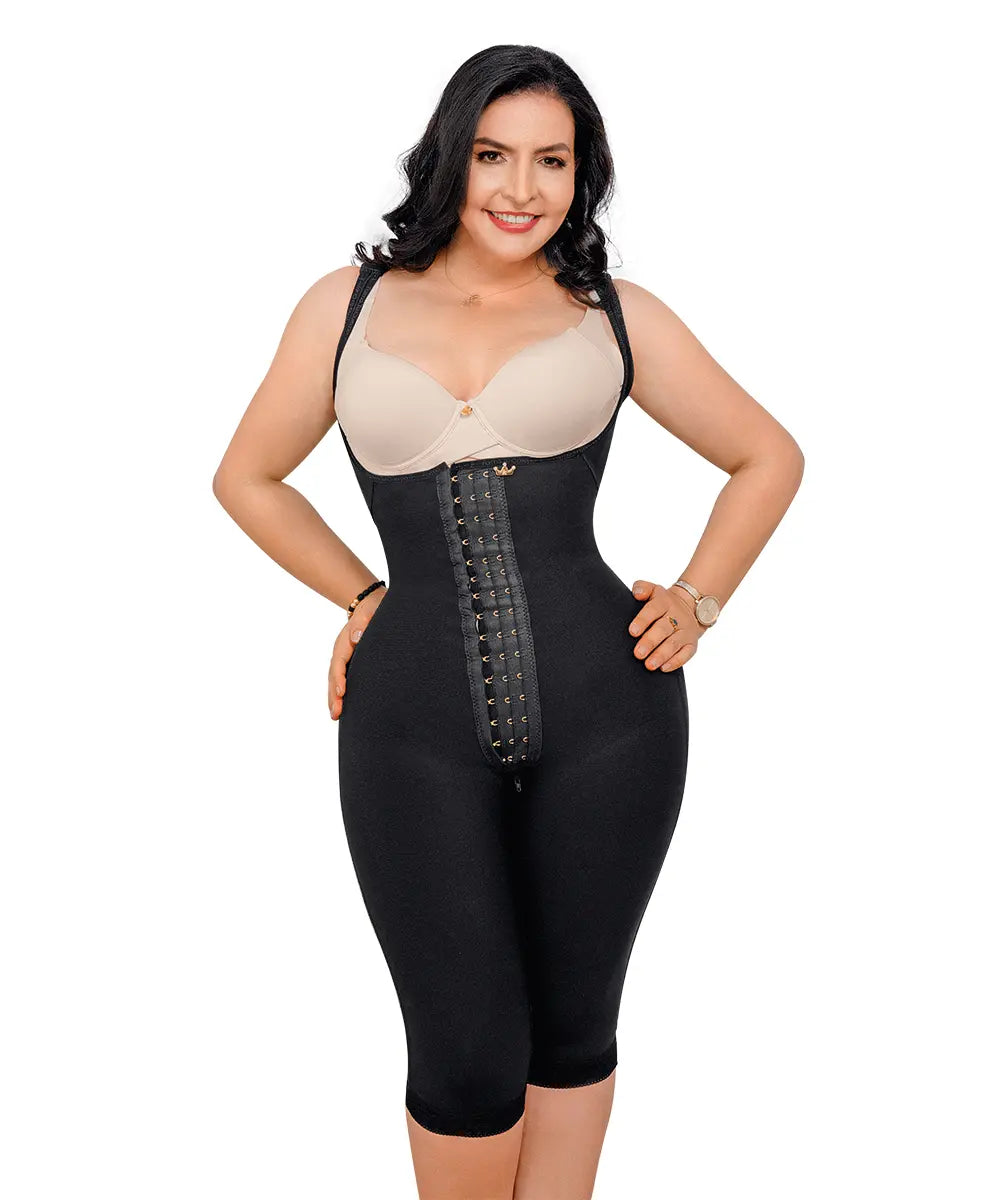 LUXI-223 NEGRO / LUXI-013 BEIGE FAJA RODILLA GLUTEO INVISIBLE MANGA SISA