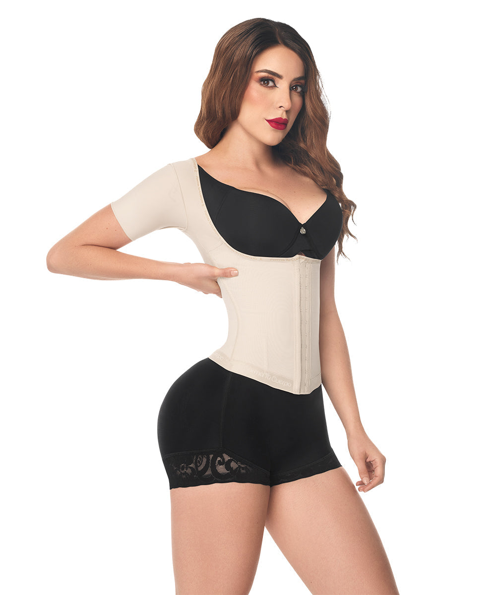 Vest Shaper With Short Sleeves • Beige • Black ( Ref. O-062 / O-066 )