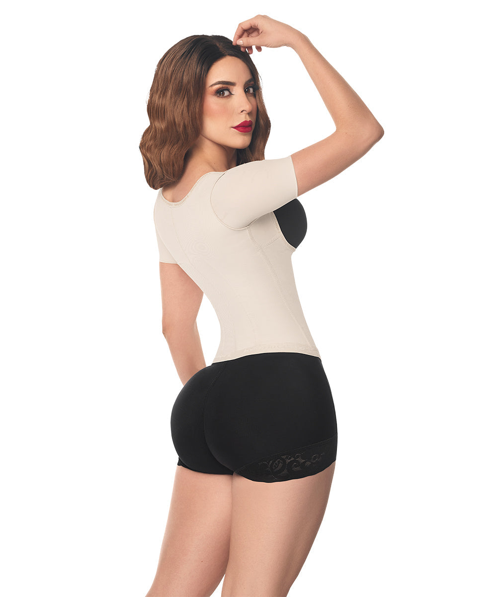 Vest Shaper With Short Sleeves • Beige • Black ( Ref. O-062 / O-066 )