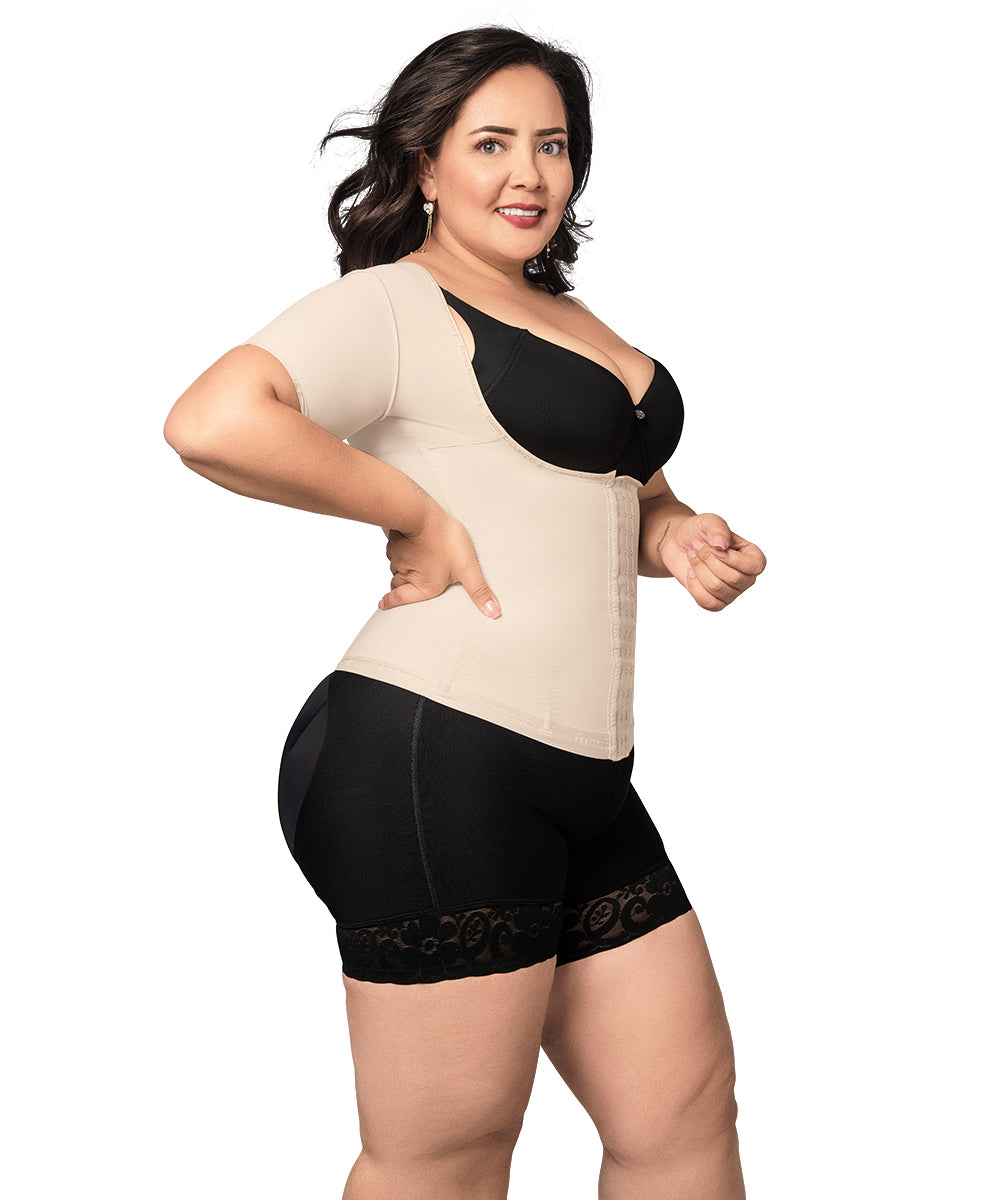 Vest Shaper With Short Sleeves • Beige • Black ( Ref. O-062 / O-066 )