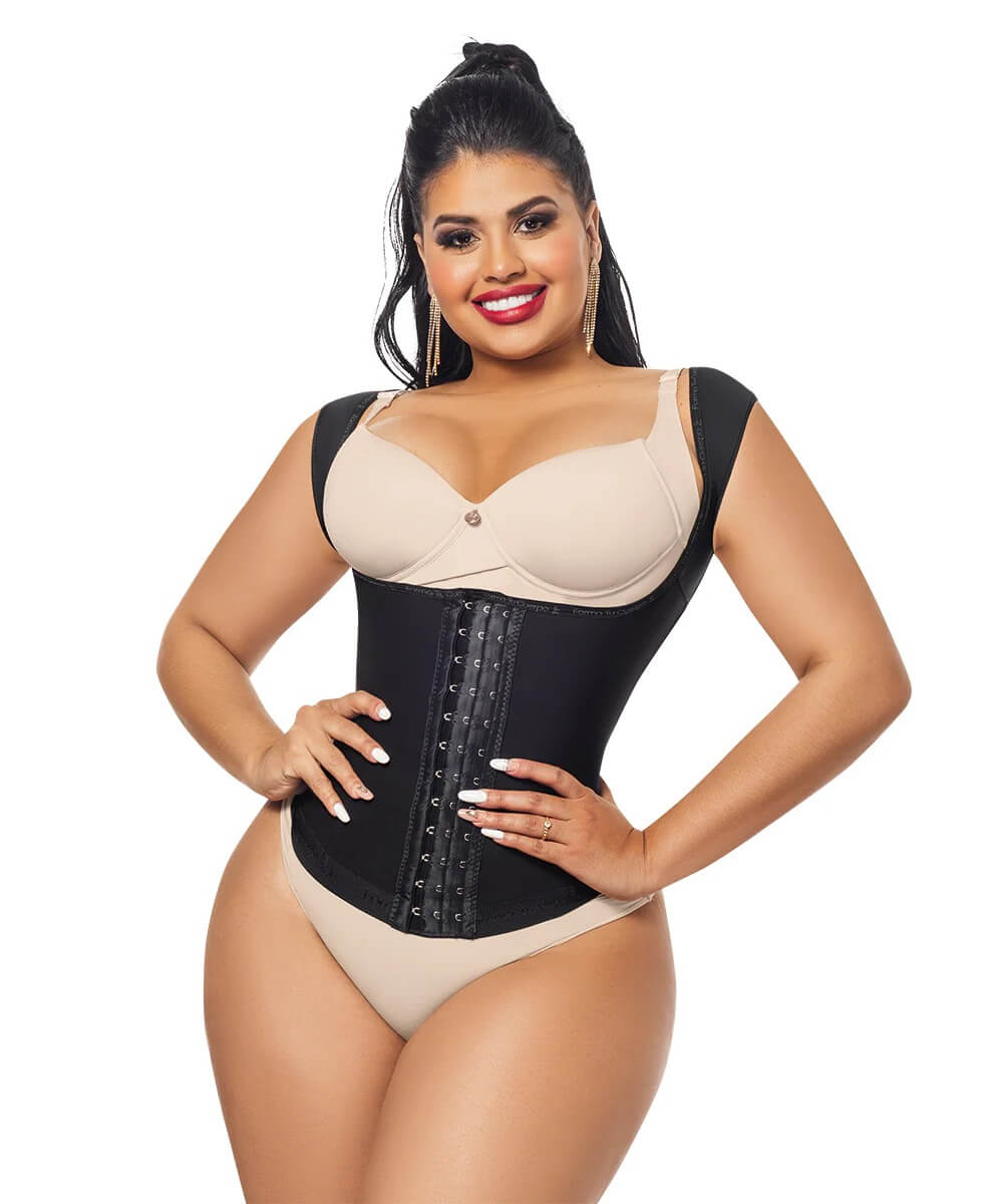 Vest Shaper With Short Sleeves • Beige • Black ( Ref. O-062 / O-066 )