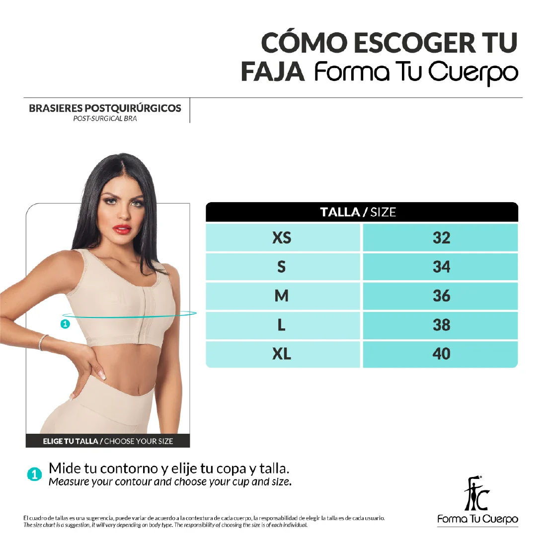 Post op Bra With Bust Band • Beige ( Ref. C-039 )