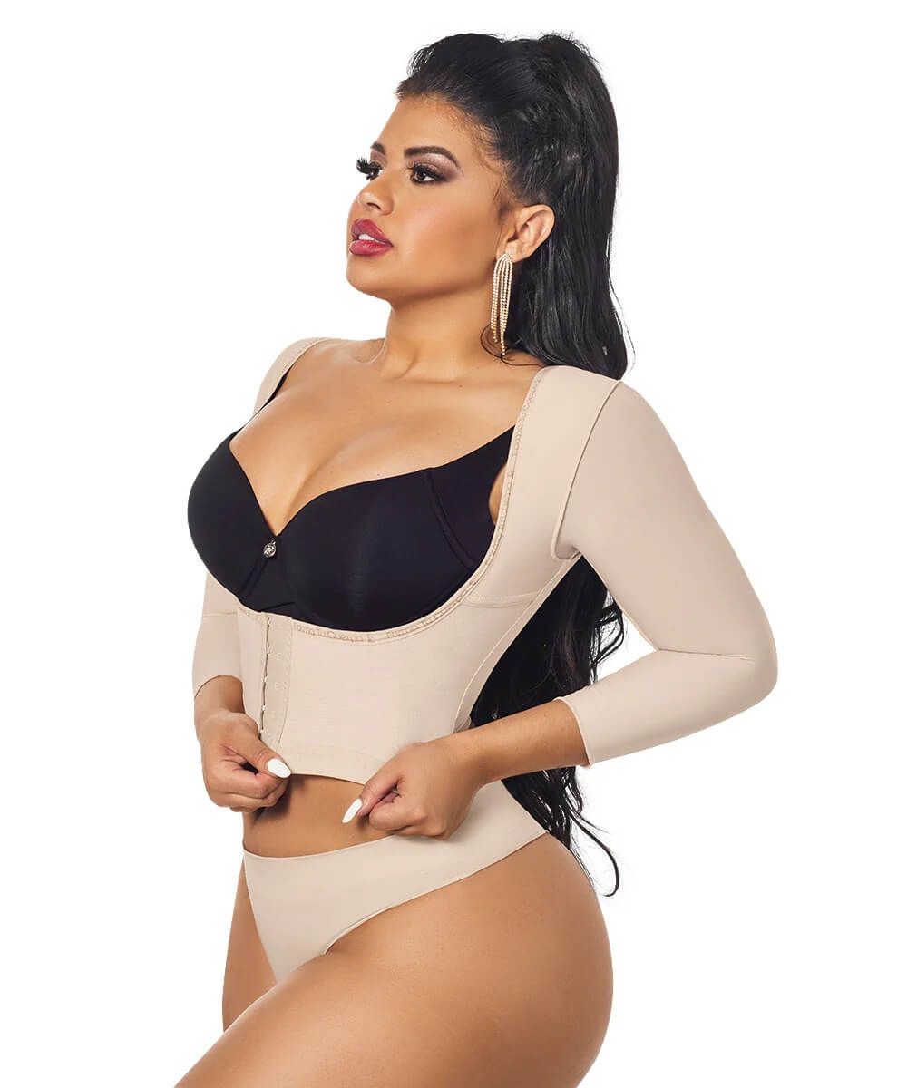 Post op Open Bust Vest with Sleeves • Beige  ( Ref. C-034 )