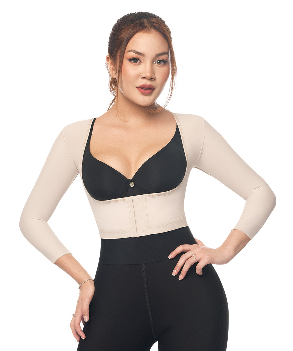 Post op Open Bust Vest with Sleeves • Beige  ( Ref. C-034 )