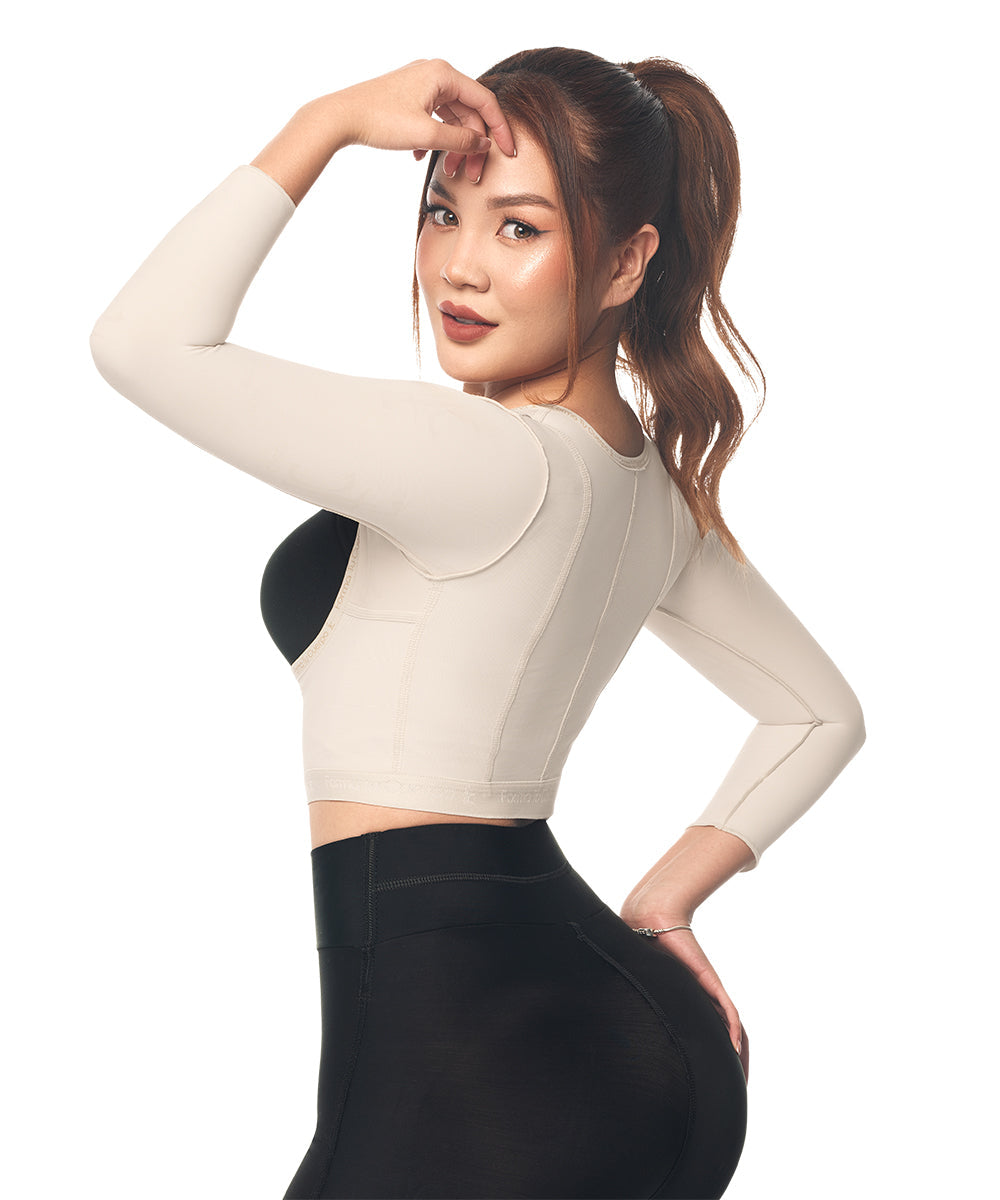 Post op Open Bust Vest with Sleeves • Beige  ( Ref. C-034 )