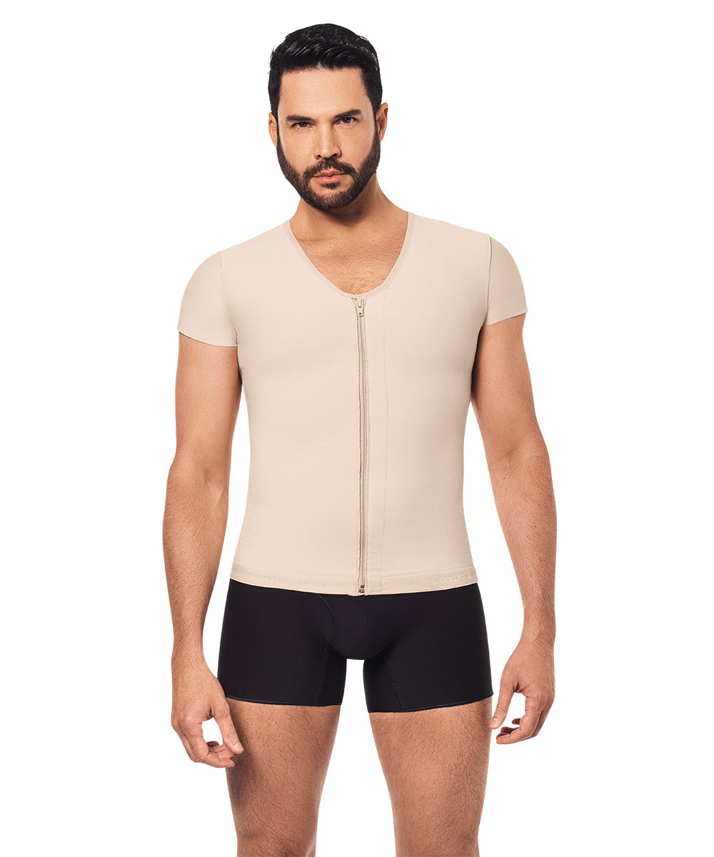 Compression Vest For Men • Posture Corrector • Center Zipper • For Men • Beige • Black ( Ref. H-002 / H-005 )