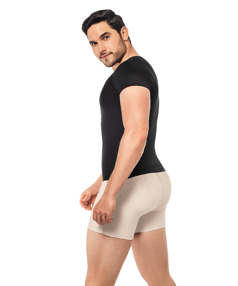 Compression Vest For Men • Posture Corrector • Center Zipper • For Men • Beige • Black ( Ref. H-002 / H-005 )