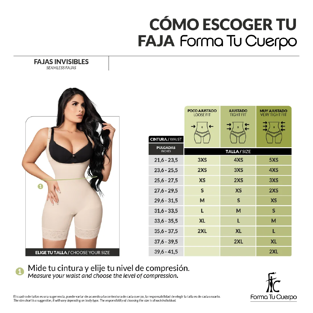 Open Bust Bodysuit Mid Thigh • Wide Straps • 3 Compression Hook Levels • Perineal Zipper • Beige  ( Ref. O-013 )